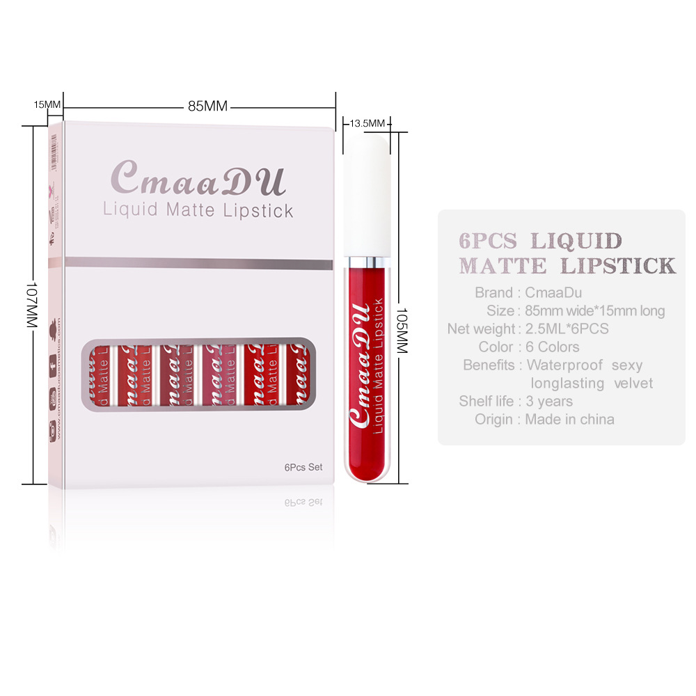 Neolia VelvetKiss – Coffret 6 Rouges à Lèvres Mat Longue Tenue